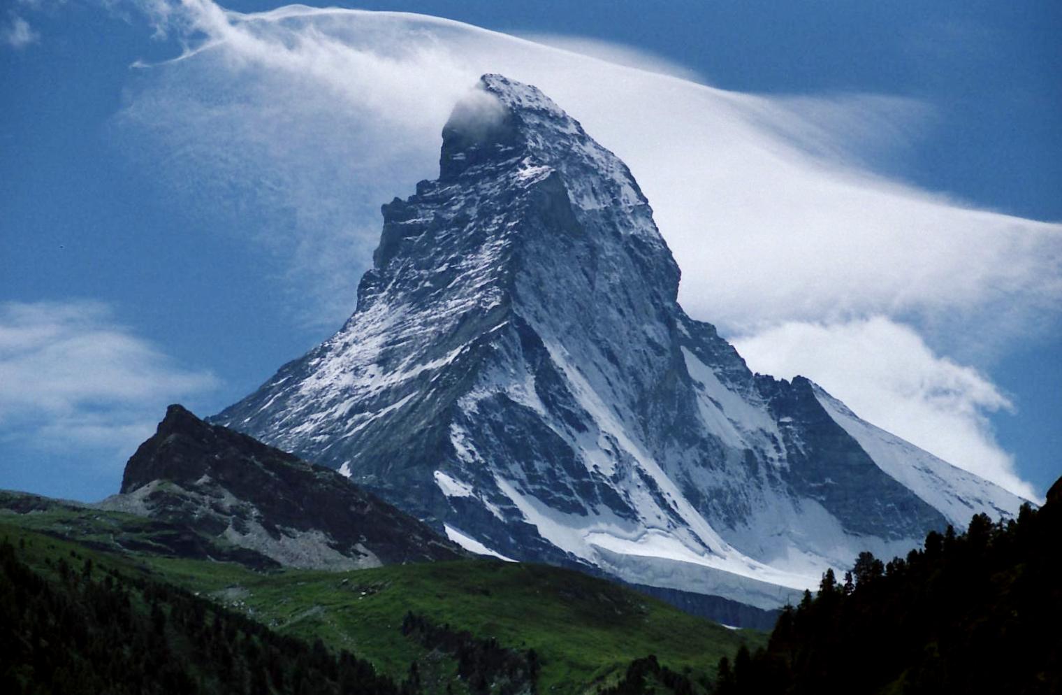 The Matterhorn peak in the Swiss Alps